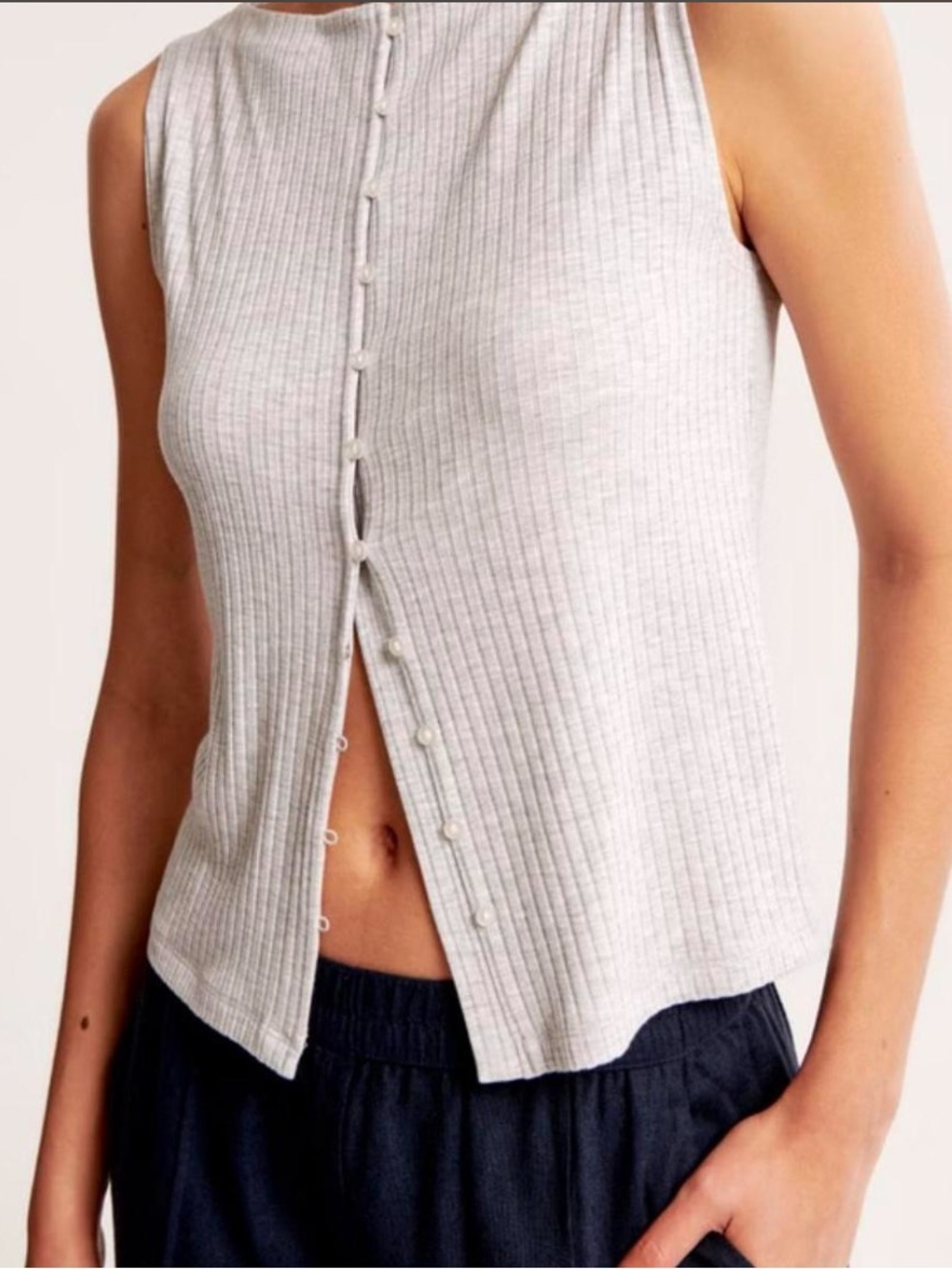 Abercrombie Button through slashed ribbed tank top